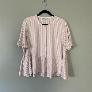 Madewell Peplum Top with Ruffle Sleeve Cuff